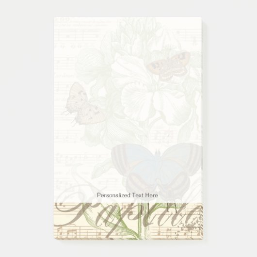 Butterflies op vel Music met Floral Design Post-it® Notes (Voorkant)