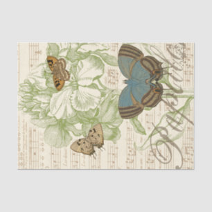Butterflies op vel Music met Floral Design Tissuepapier