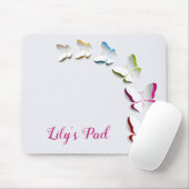 Butterflies op White met naam Muismat (Met muis)