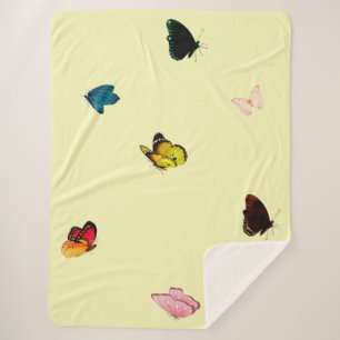 Butterflies op Yellow Sherpa Blanket Deken