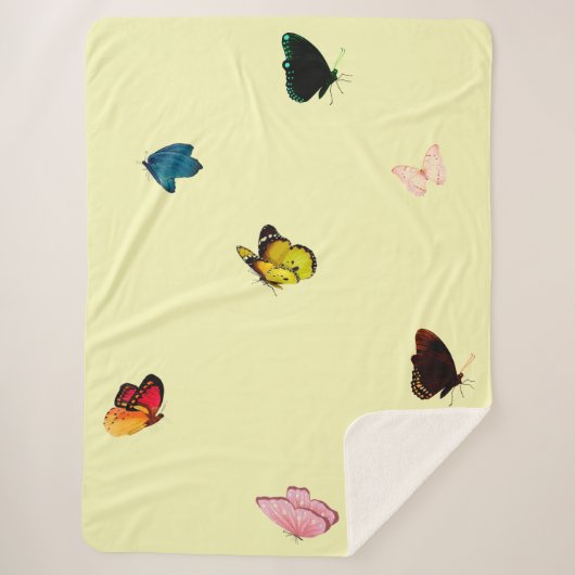 Butterflies op Yellow Sherpa Blanket Deken (Voorkant)
