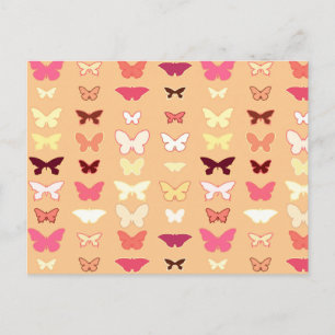 Butterflies, oranje, geel en koraal briefkaart