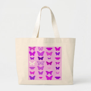 Butterflies, orchidee, violet en magenta grote tote bag