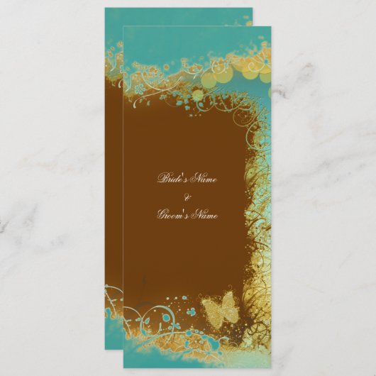 Butterflies over een blauwgroen trouwthema - Creëe Kaart (Voorkant / Achterkant)