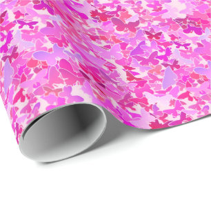 Butterflies, paars, lavender, roze cadeaupapier