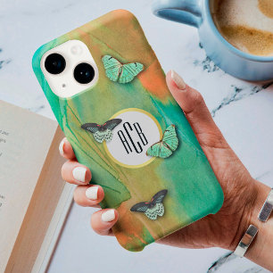  Butterflies Patroon met Monogram Case-Mate iPhone 14 Hoesje