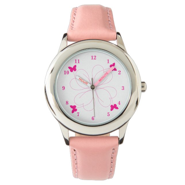 Butterflies Pink Watch Gift - Spring Horloge (Voorkant)