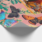 BUTTERFLIES PINK WRAPPING PAPIER (Hoek)