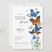 Butterflies prés fleurs nuptiale douche invitation (Devant)