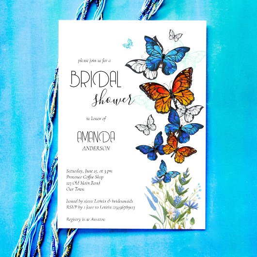 Butterflies prés fleurs nuptiale douche invitation