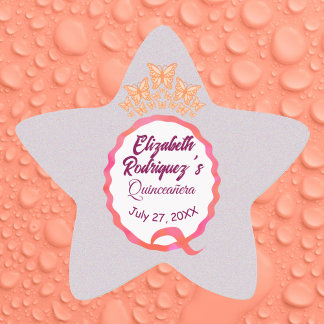 Butterflies Princess Tiara Crown Party Fifteenth Ster Sticker