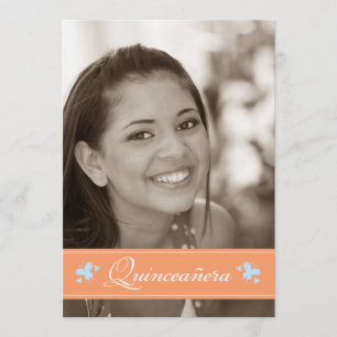 Butterflies Quinceanera Invitation (koraal) Kaart