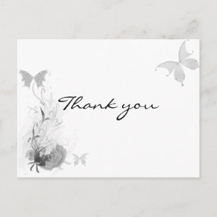 Butterflies Roos Flourt Black White Hartelijk dank Briefkaart