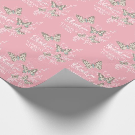 Butterflies roze bruiloft gunst dank u wrap cadeaupapier (Hoek)