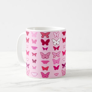 Butterflies, roze en fuchsia koffiemok