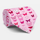 Butterflies, roze en fuchsia stropdas (Opgerold)