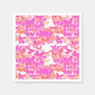 Butterflies, roze, fuchsie en koraal servet