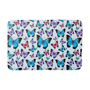 Butterflies Roze Paars blauw Blauwgroen Badmat