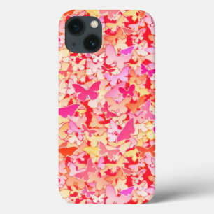 Butterflies, roze, perzik, koraal iPhone 13 hoesje
