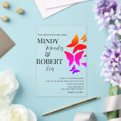 Butterflies Script Rainbow Wedding Invitation Acryl Uitnodigingen (Insitu (Huwelijk))