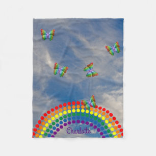 Butterflies Sky Rainbow   Gepersonaliseerde naam Fleece Deken