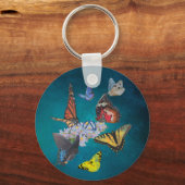 butterflies sobriety symbol acrylic round keychain (Voorkant)