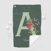 Butterflies Sweet Pea Monogram Initiaal A Jouw naa Golfhanddoek (Insitu)