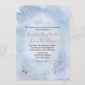 Butterflies & Swirls Wedding Invitations Kaart