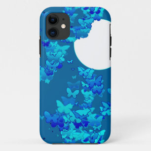 Butterflies tegen blauwe nachtelijke hemel, maansc iPhone 11 hoesje