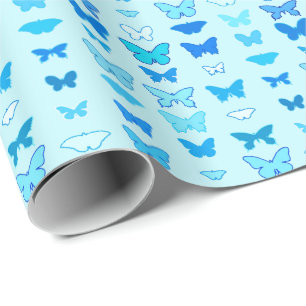 Butterflies, turquoise, blauw en aquamarine cadeaupapier