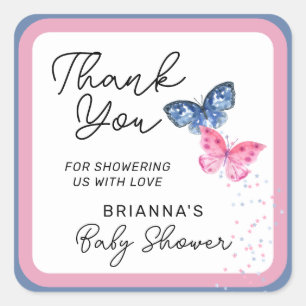 Butterflies Twins Baby shower Dank u Vierkante Sticker