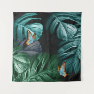 Butterflies van Paradise Tropical Turquoise Splash Wandkleed