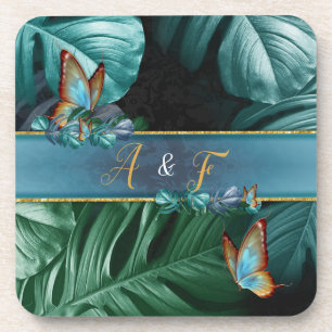 Butterflies van Paradise/Tropische Turquoise Splas Bier Onderzetter