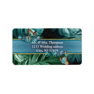 Butterflies van Paradise/Tropische Turquoise Splas Etiket