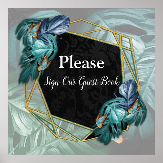 Butterflies van Paradise/Tropische Turquoise Splas Poster (Voorkant)