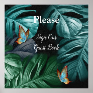 Butterflies van Paradise/Tropische Turquoise Splas Poster