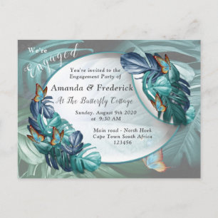 Butterflies van Paradise/Tropische Turquoise Splas Uitnodiging Briefkaart