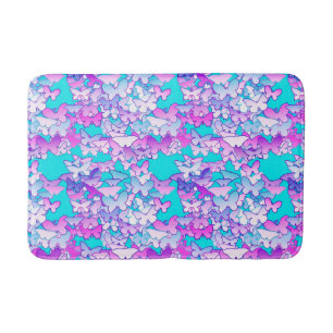 Butterflies, violet en turquoise badmat