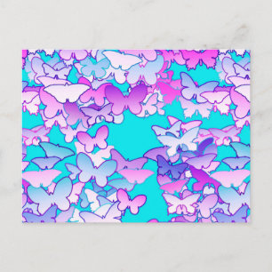 Butterflies, violet en turquoise briefkaart