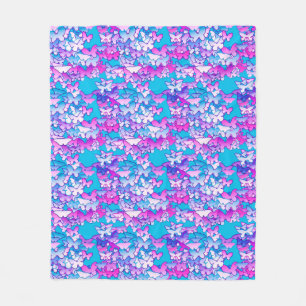 Butterflies, violet en turquoise fleece deken
