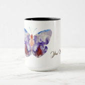 Butterflies Waterverf Art Aangepaste naam Mok (Midden)