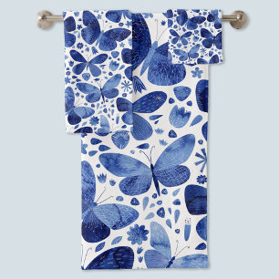 Butterflies Waterverf Blue Bad Handdoek