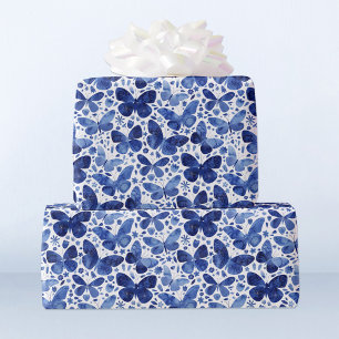 Butterflies Waterverf Blue Cadeaupapier