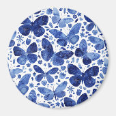Butterflies Waterverf Blue Magneet (Voorkant)