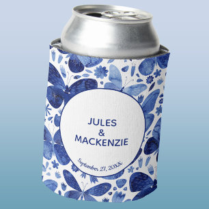 Butterflies Waterverf Blue Modern Boho Wedding Blikjeskoeler
