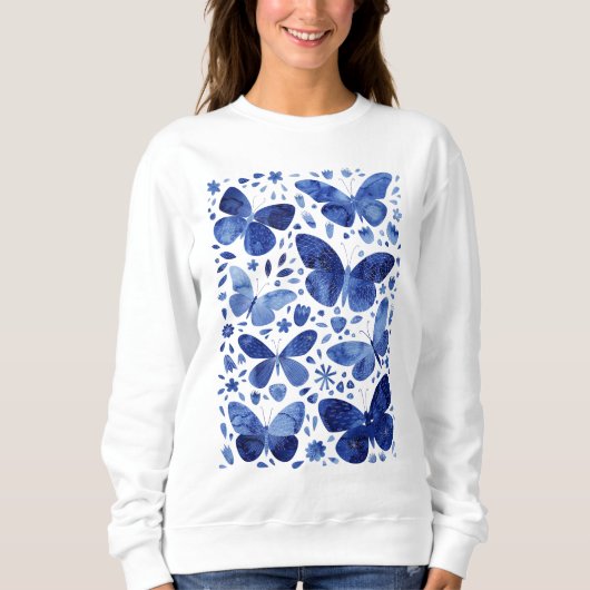 Butterflies Waterverf Blue Trui (Voorkant)