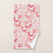 Butterflies Waterverf Coral Pink Bad Handdoek (Handdoek)
