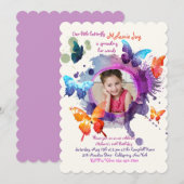 Butterflies Waterverf Fotouitnodiging Kaart (Voorkant / Achterkant)