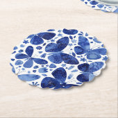 Butterflies Waterverf Indigo Blue Kartonnen Onderzetters (Gekanteld)