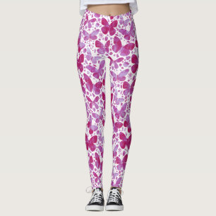 Butterflies Waterverf Magenta Pink Leggings